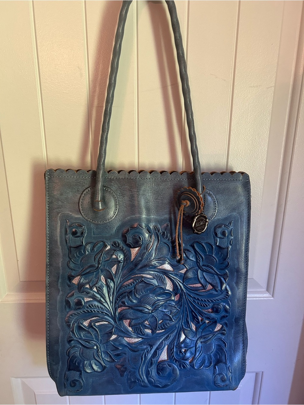 Patricia Nash Hand-Tooled Floral Italian leather tote